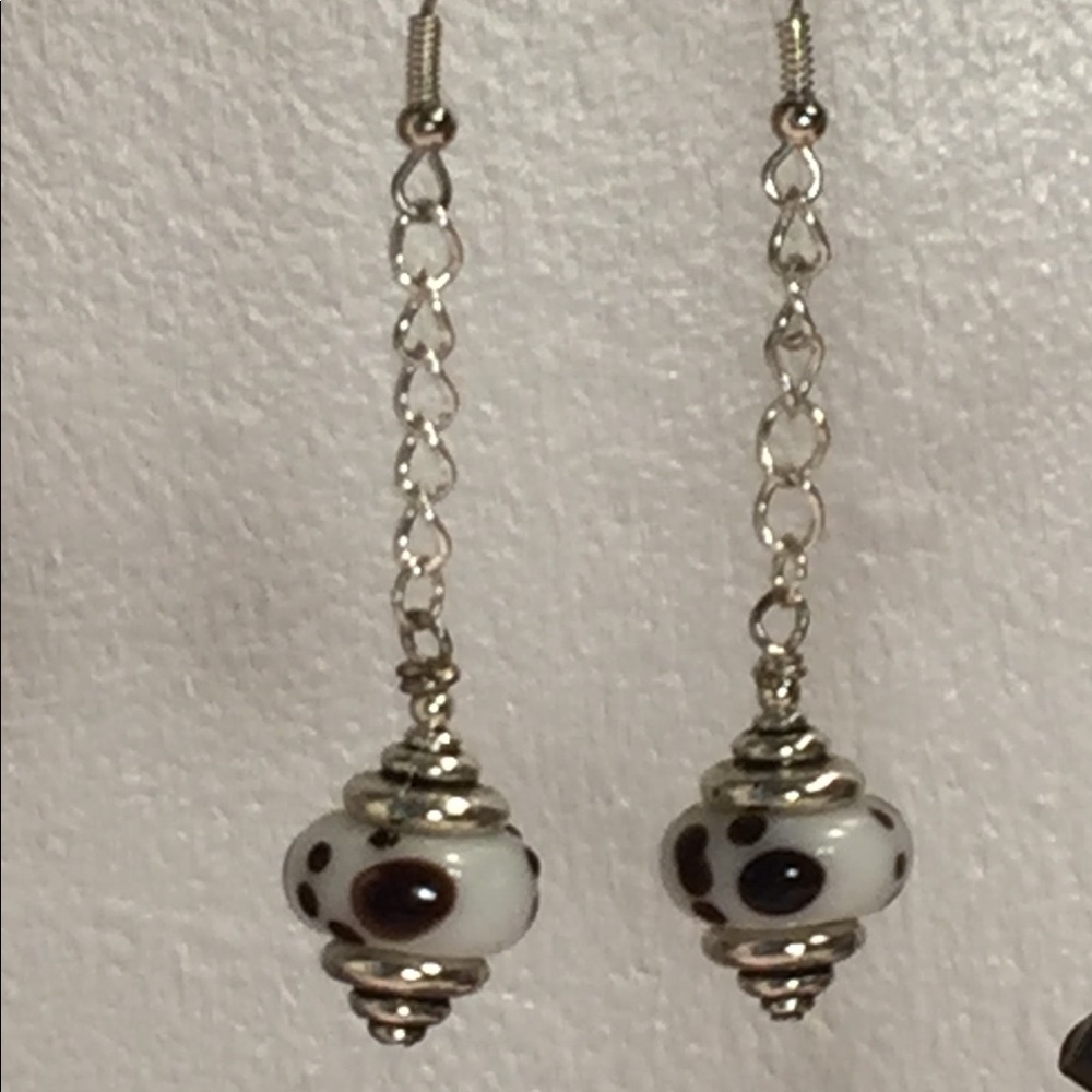 Silver Dangle Paw print Earrings